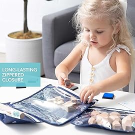 Bumkins Travel Bag, Toiletry, TSA Approved Pouch, Zip Bag, Quart Size Airline Compliant, Clear-Sided, Baby, Diaper Bag Organization, Makeup, Accessories, Carry On Packing, Set of 3 Sizes, Evil Eye