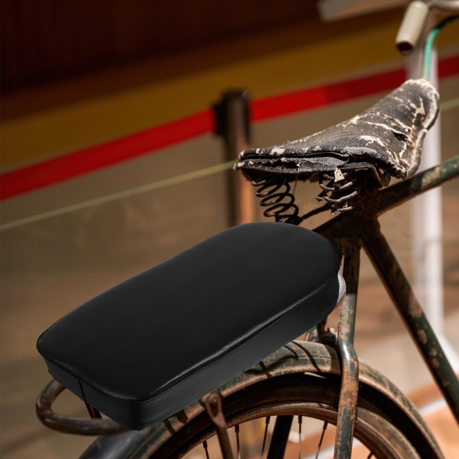Healeved Cuscino Sedile Posteriore Bici in Finta Pelle e Spugna Nero, Comodo e Versatile per Adulti e Ragazzi Durante Uscite in Famiglia e Gruppi