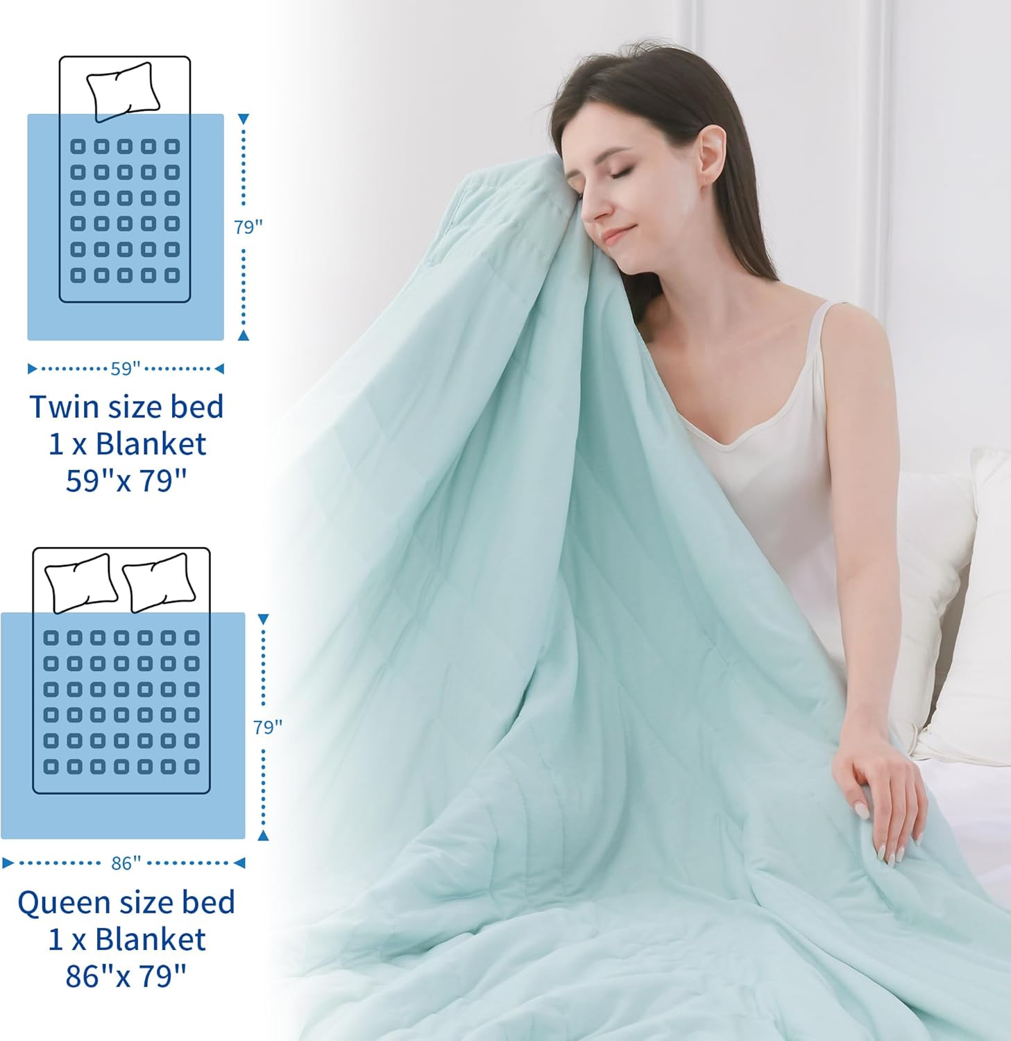 BOV Queen Size Cooling Comforter & Throw Blanket, Dual-Sided Ice Blanket for Hot Sleepers, Night Sweats Relief, for Bed, Couch, Travel (Green, 86"x79") - Image 6