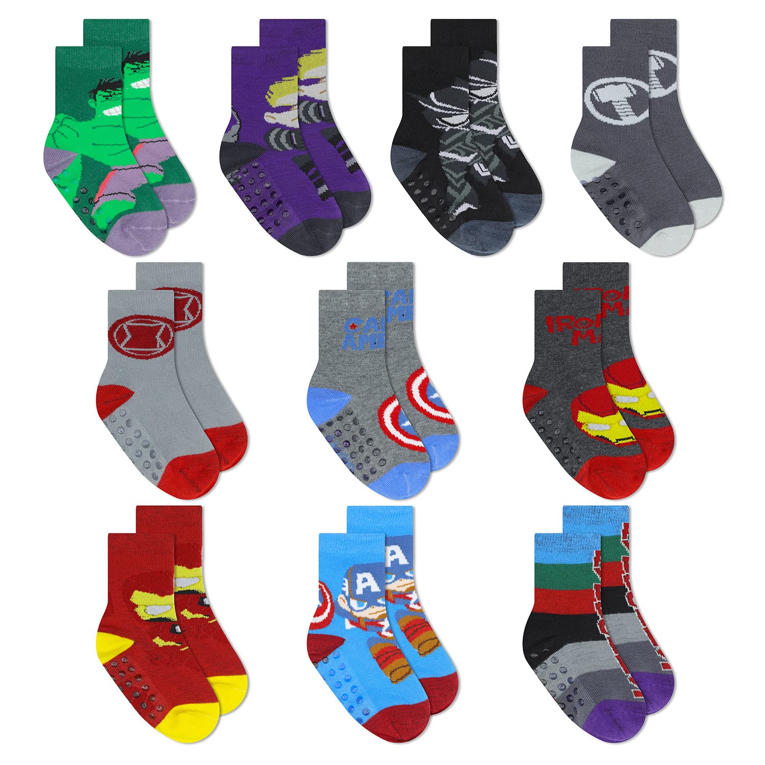 Spiderman - Calcetines antideslizantes para niños pequeños (10 pares)