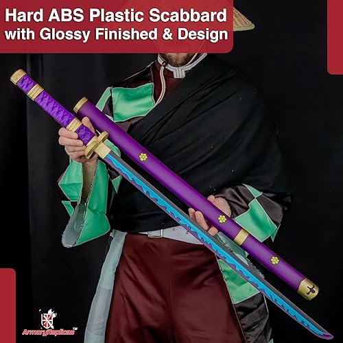 Miniatura 5 de Armory Replicas - Katana réplica de espuma de poliuretano Zoro pirata anime Wado Ichimonji - Espada de espuma para cosplay, LARP, prop de cosplay