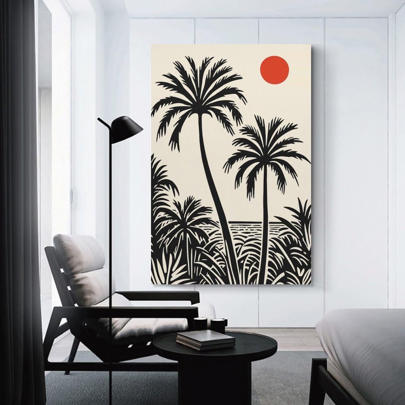 Junmoney Palm Tree Sunset Silhouette Room Decor Wall Art 20x30inch(50x75cm), for Entrance Spaces, Stair Walls Or Halls, A Neat Decor Update for Hallways