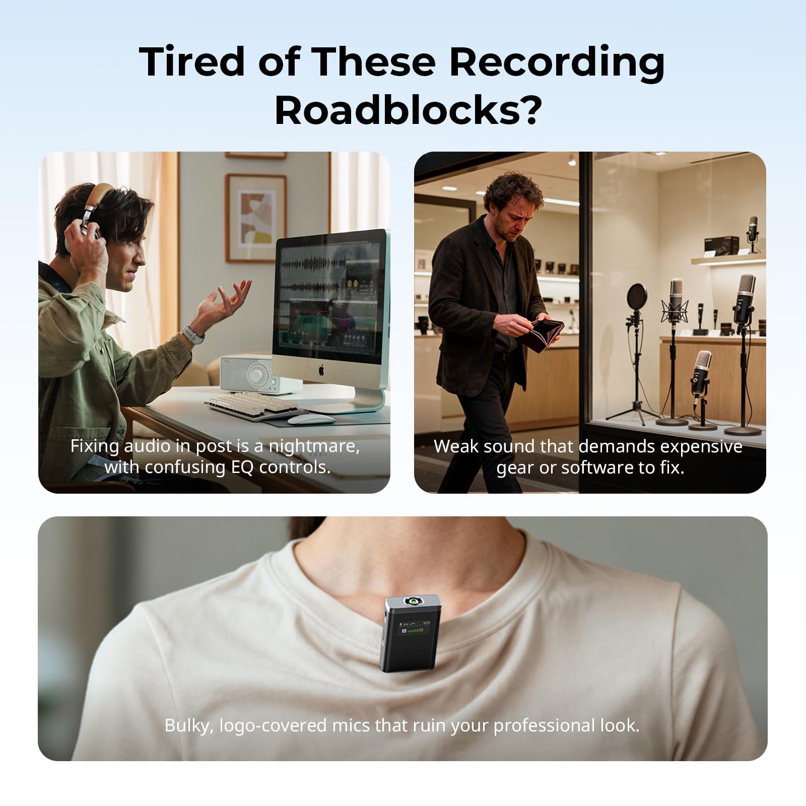 SMALLRIG S70 Microphone sans Fil Compact 2 TX + 2 RX + étui de Chargement USB-C Jack 3,5 mm 48h Noir