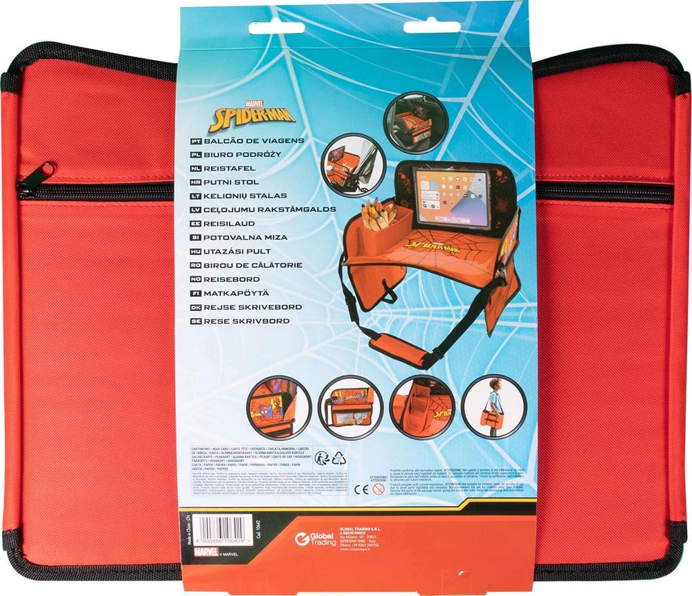 Table de voyage auto Spiderman enfant araignée confort rouge réglable