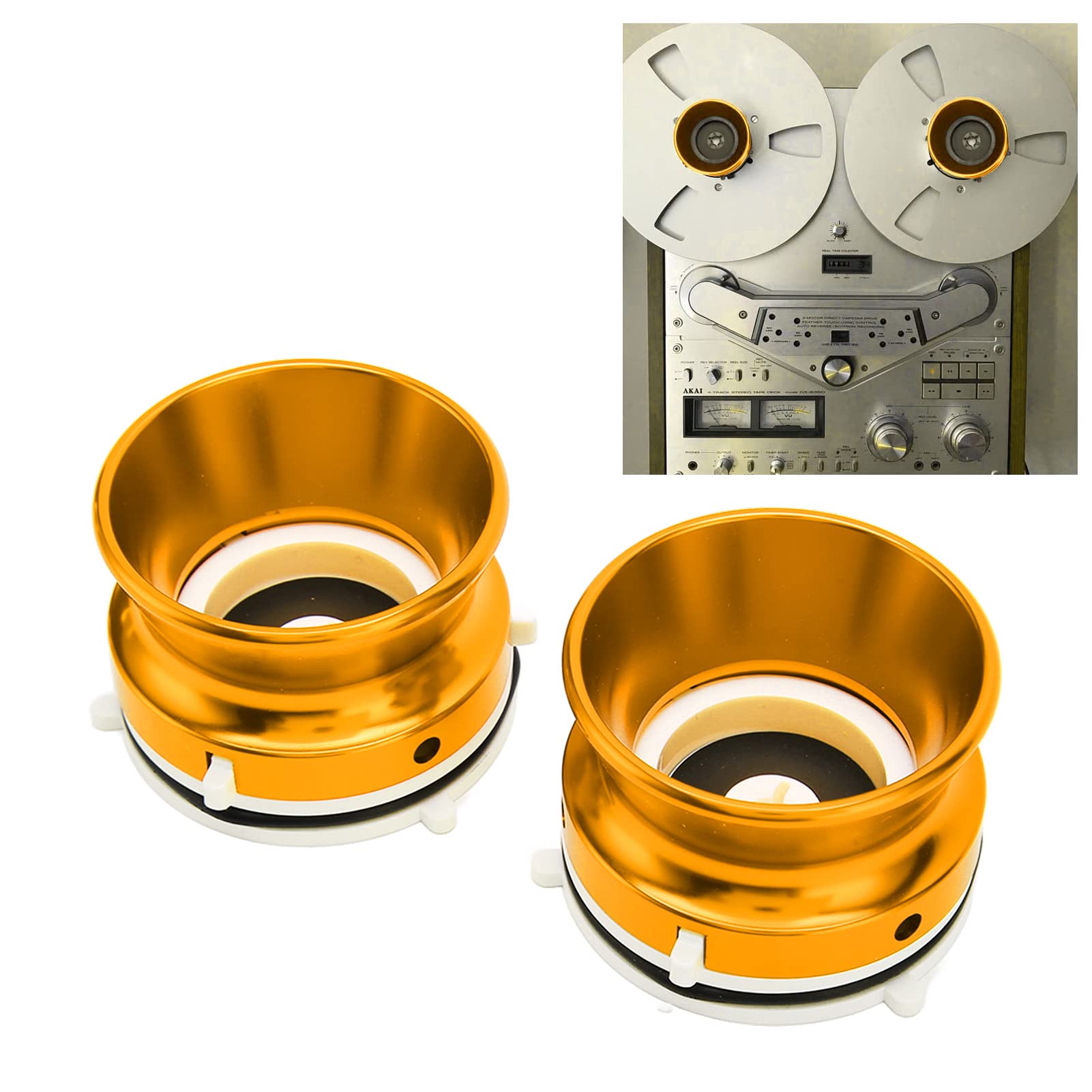 1 par de Adaptadores Nab Hub, para Studer ReVox, para Akai, para Dispositivo de Carga Universal Teac Abridor de Aluminio Pulido para Grabadoras de Cinta de Carrete a Carrete Oro