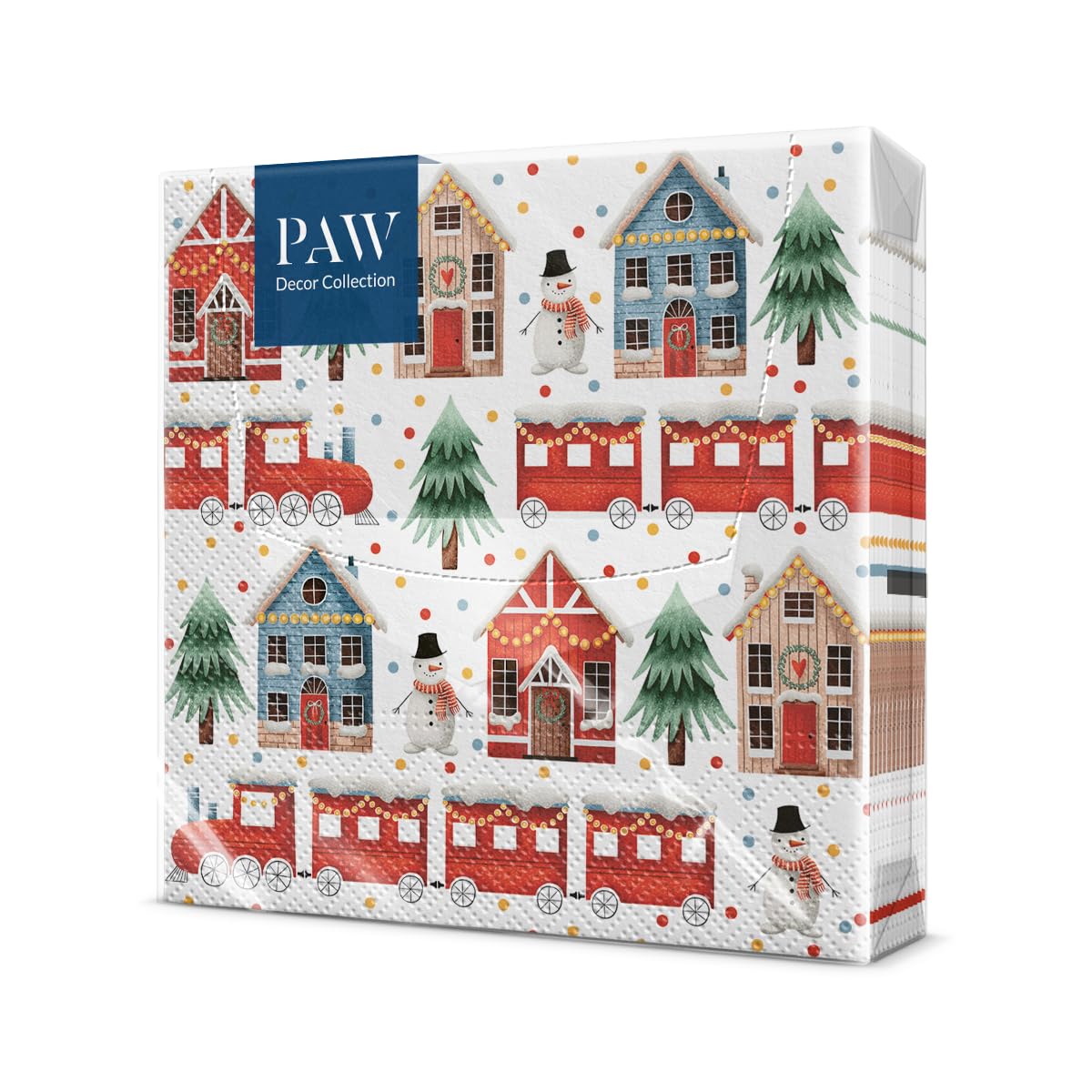 PAW Decor Collection PAW - Napkins 3-Ply (33 x 33 cm) I 20 pcs I Perfect for Christmas, Winter, Holidays I Christmas Eve Table Decoration I Winter Paper Napkins- Cosy Christmas Town, (SDL236600)