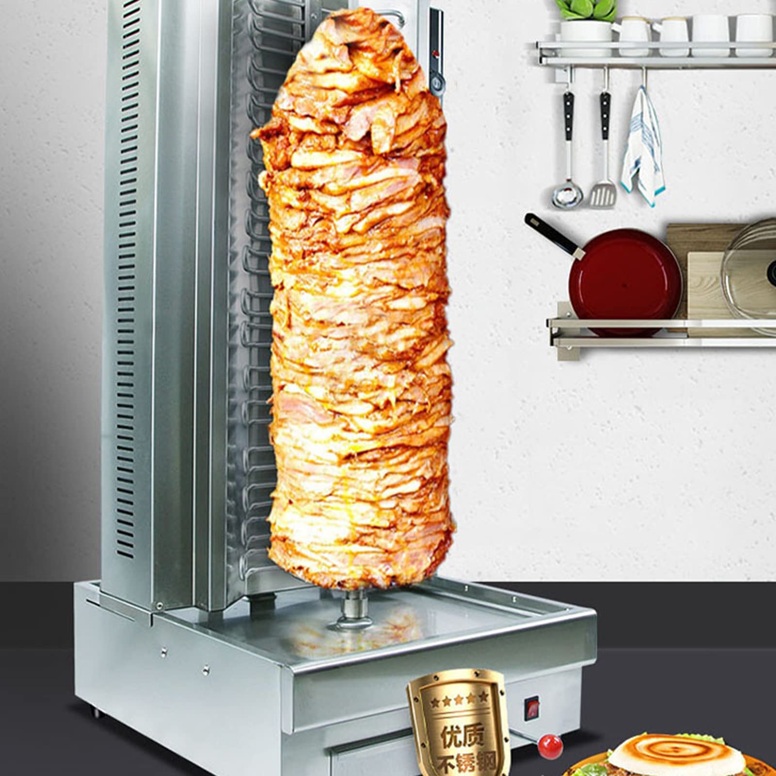 Pionowy grill elektryczny Bezdymny rożen Maszyna do grillowania ze stali nierdzewnej Inteligentny grill Gaz do użytku komercyjnego 3 talerze 4 talerze Zupa mięsna Piec do rożna tureckiego (4