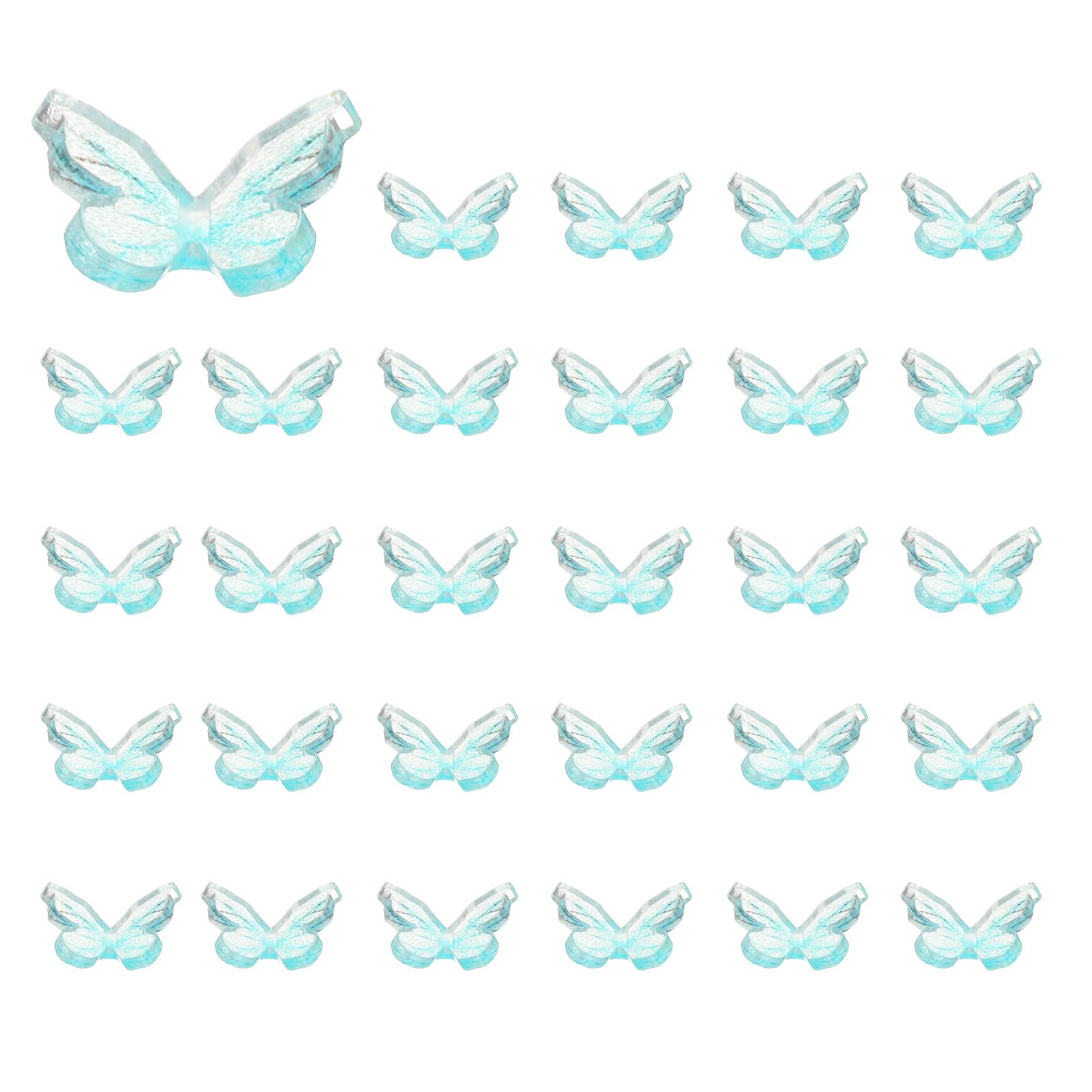 CoCud Mini Resin Butterflies, 8mm Length, Resin Miniature Dollhouse Accessories Clear Blue