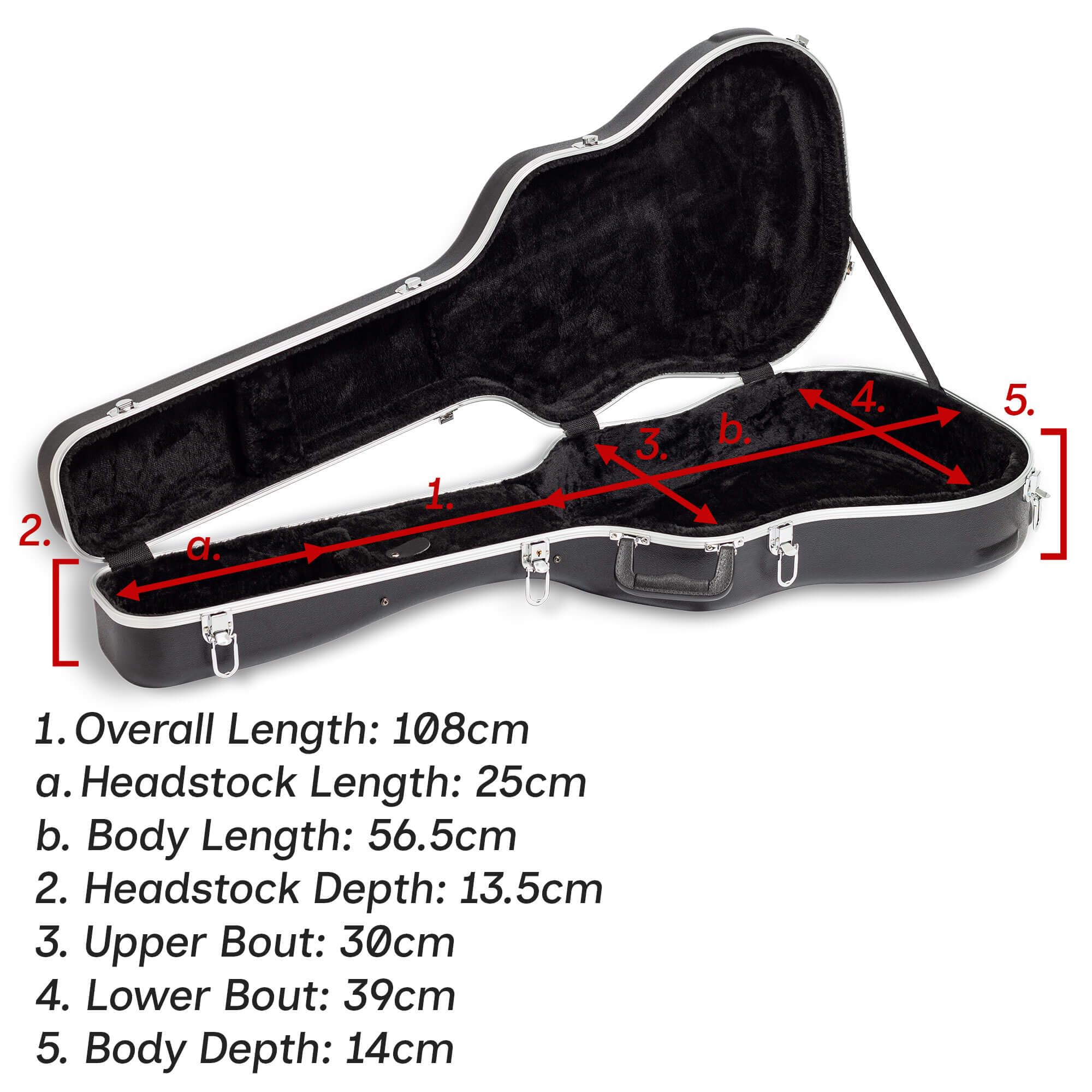 Tiger Custodia rigida per chitarra acustica, guscio in ABS, interno in peluche, scomparto per accessori, chiusure con serratura a chiave, manico rinforzato, resistente alle intemperie, adatta alla