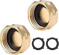 Sanpaint 2 Pack Brass Garden Hose End Caps with Washers - 3/4" Female GHT Spigot Caps, Leak-Proof Durable Fit
