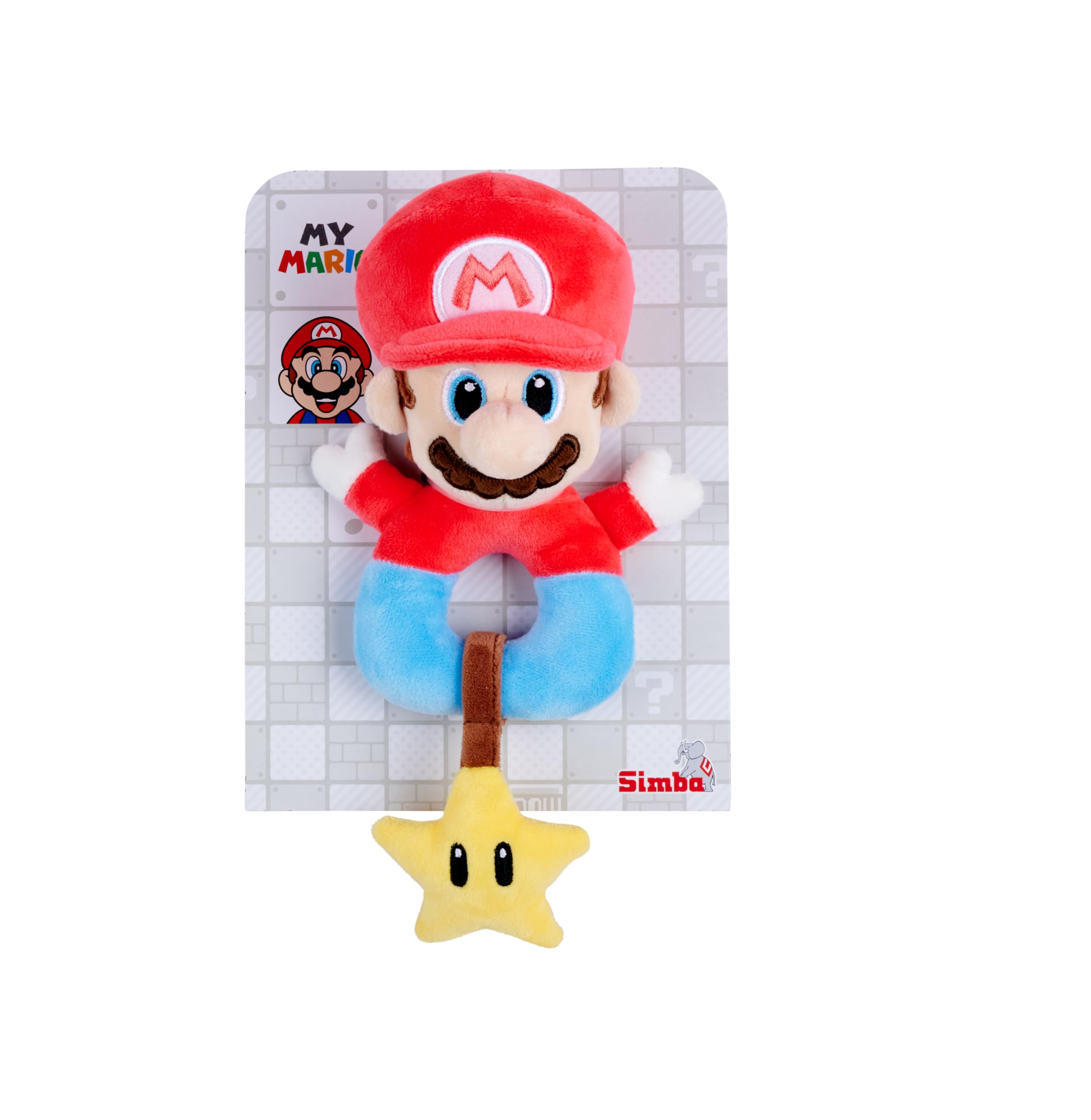 My Mario Baby Activity Grabber with Rattle – 6-Inch Plush Grasp Toy with Crackling Star for Infants & Newborns
