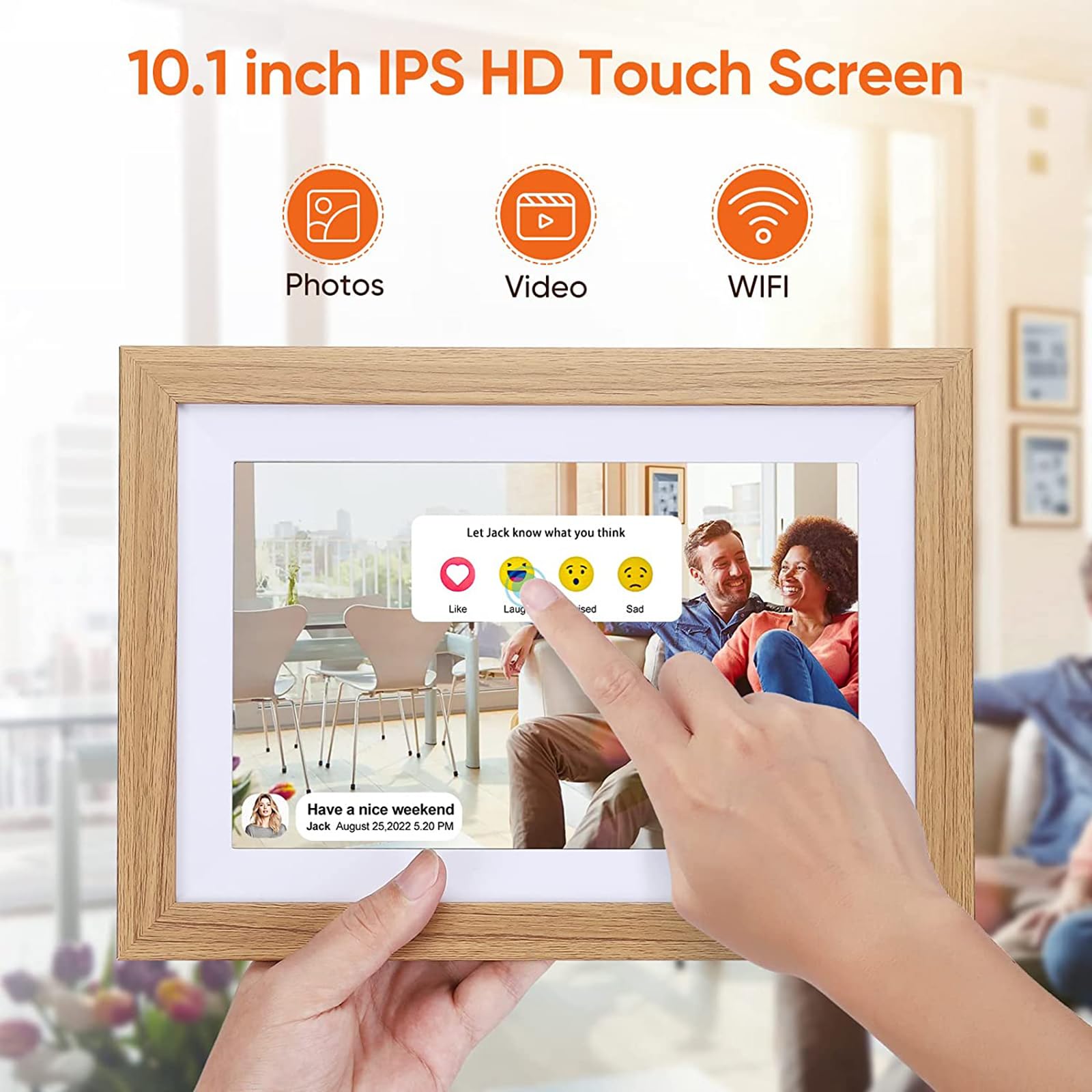 Marco De Fotos Digital Inteligente De 32 GB, Marco De Fotos Inteligente En La Nube De 10.1 Pulgadas Con Pantalla Táctil IPS HD, Compatible Con IOS Y Android, Compatible Con Múltiples Formatos
