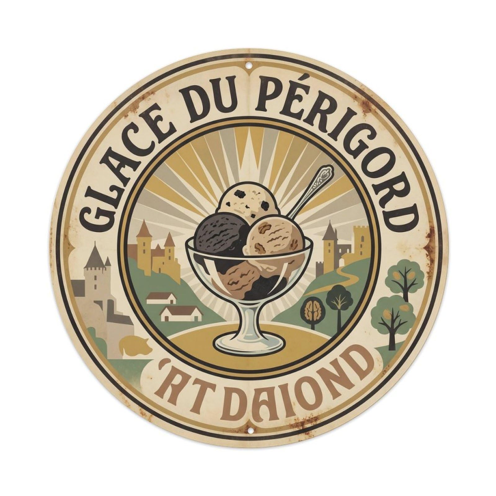 Dessert Cafe Gelato Vintage Travel Ice Cream Metal Tin Sign