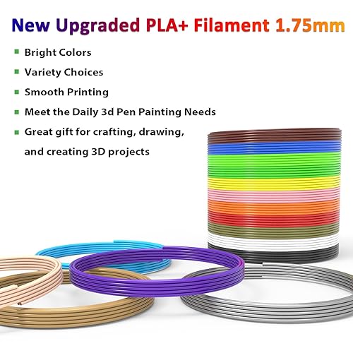 Miniatura 3 de Filamento de bolígrafo 3D e impresora 3D (16 colores, 320 pies) 250 plantillas, eBooks, filamento de bolígrafo 3D 1.75mm PLA