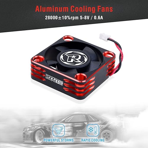 Miniatura 6 de Surpass Hobby - Ventilador de refrigeración de motor, 28000 RPM ESC Alluminum Motor disipador de calor ajustado Turbo ESC A3 para automóvil RC 18