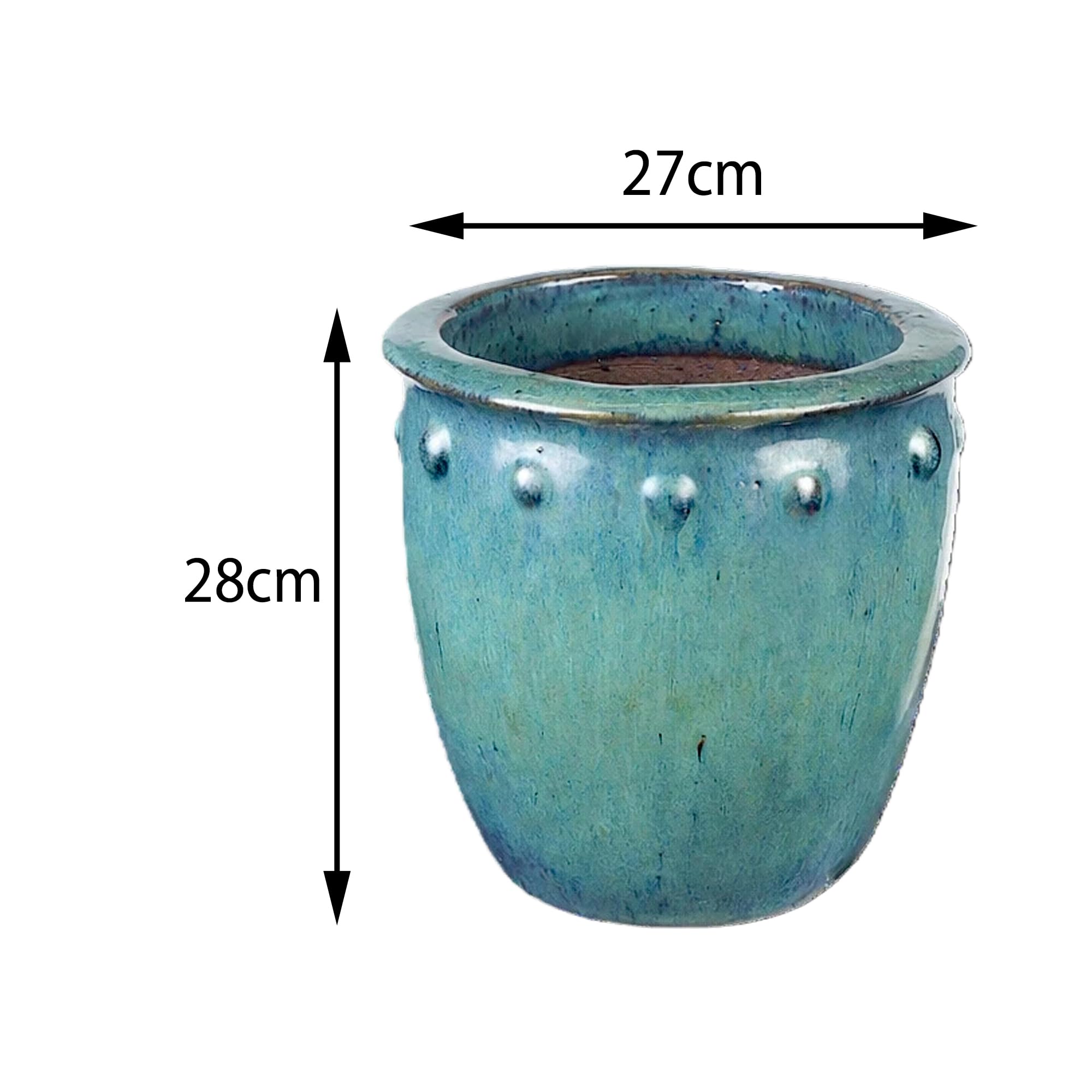 Steinzeug-Blumentopf/Pflanzkübel Bordo Grünblau Jade 27x28cm frostfest