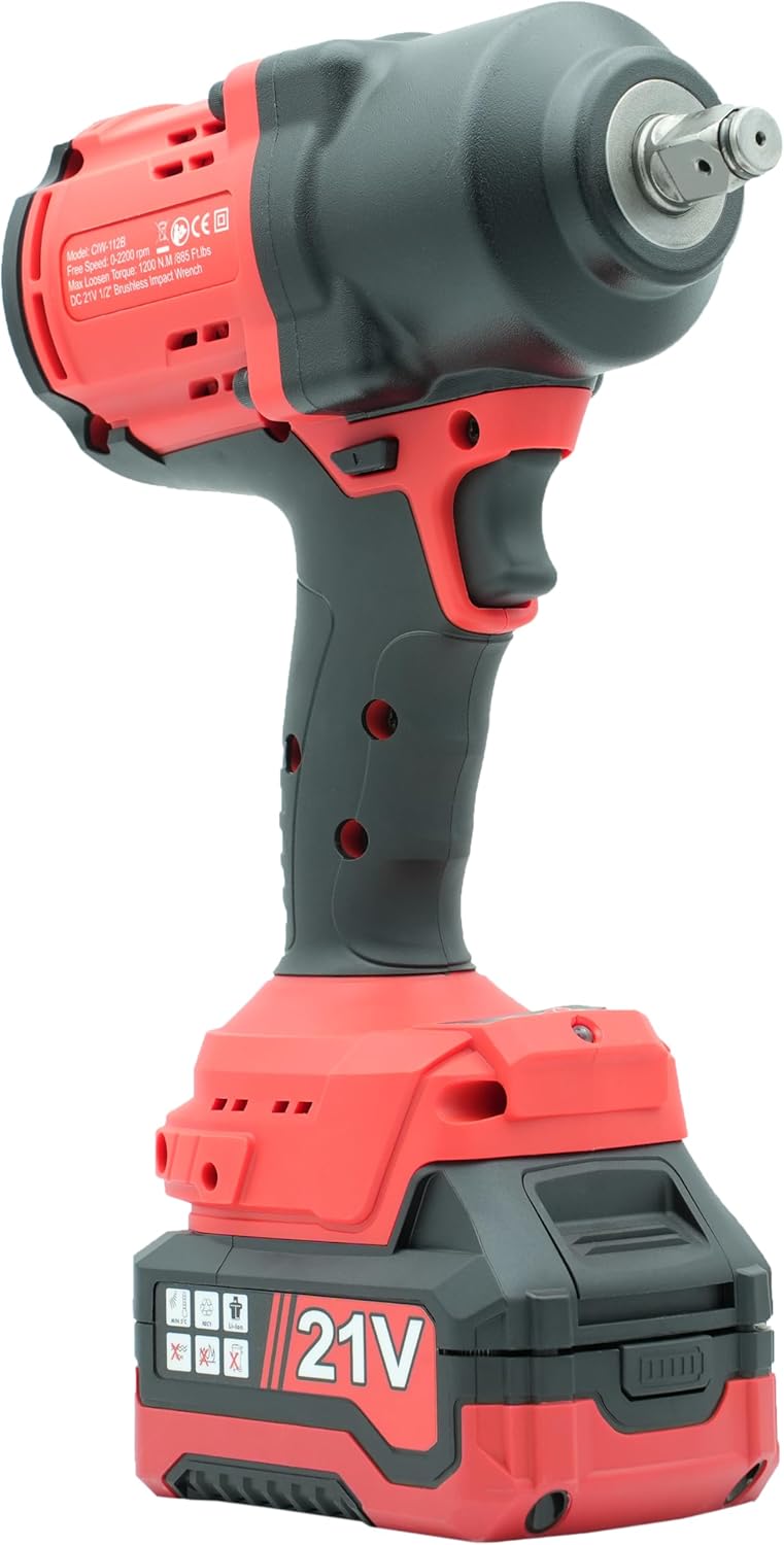 BESWELL® 1/2" High Torque Cordless Impact Wrench with Up to 885 Foot-Pounds of Real Max Loosen Power,4-Mode Speed Impact Driver,include 2X4.0AH 10C cells Battery,Charger,3pcs Deep Sockets &Carry Case