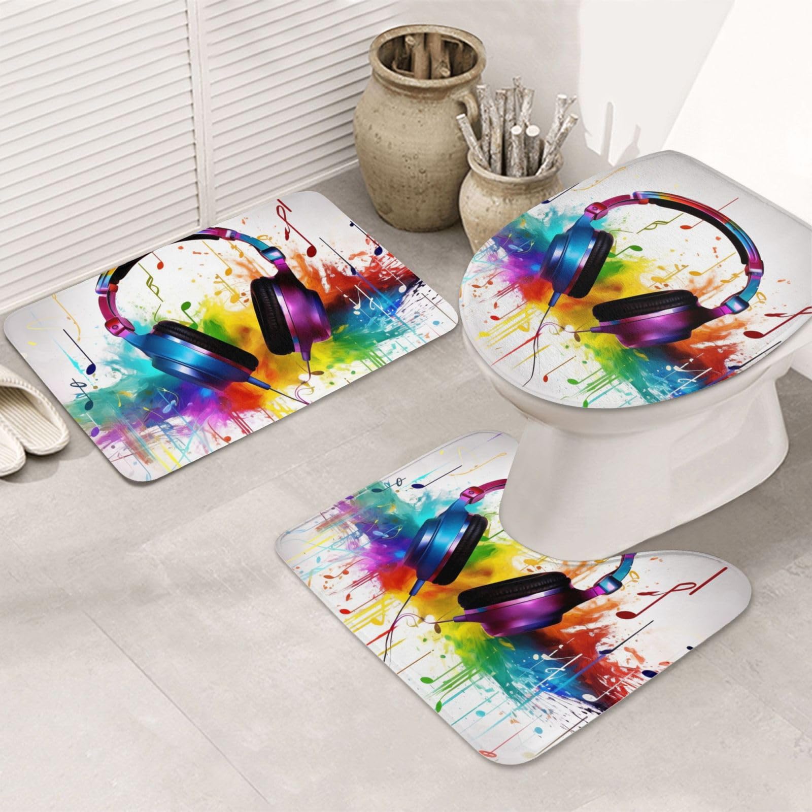 Tapis de bain imprimés musicaux pour une salle de bain relaxante