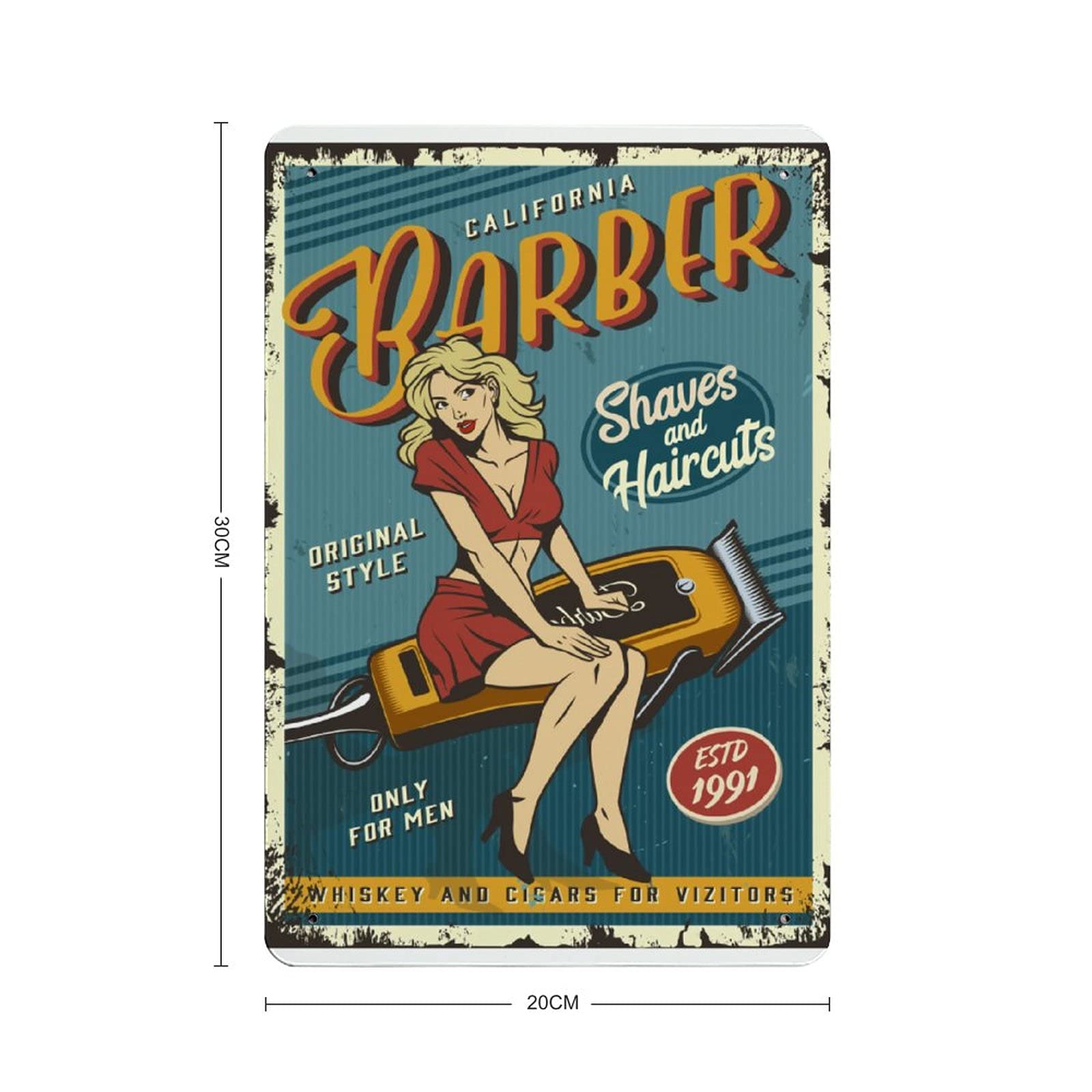 KEYGAMER - Targa in metallo per parrucchieri, stile vintage, per garage, bar, decorazione da parete per casa, 20 x 30 cm