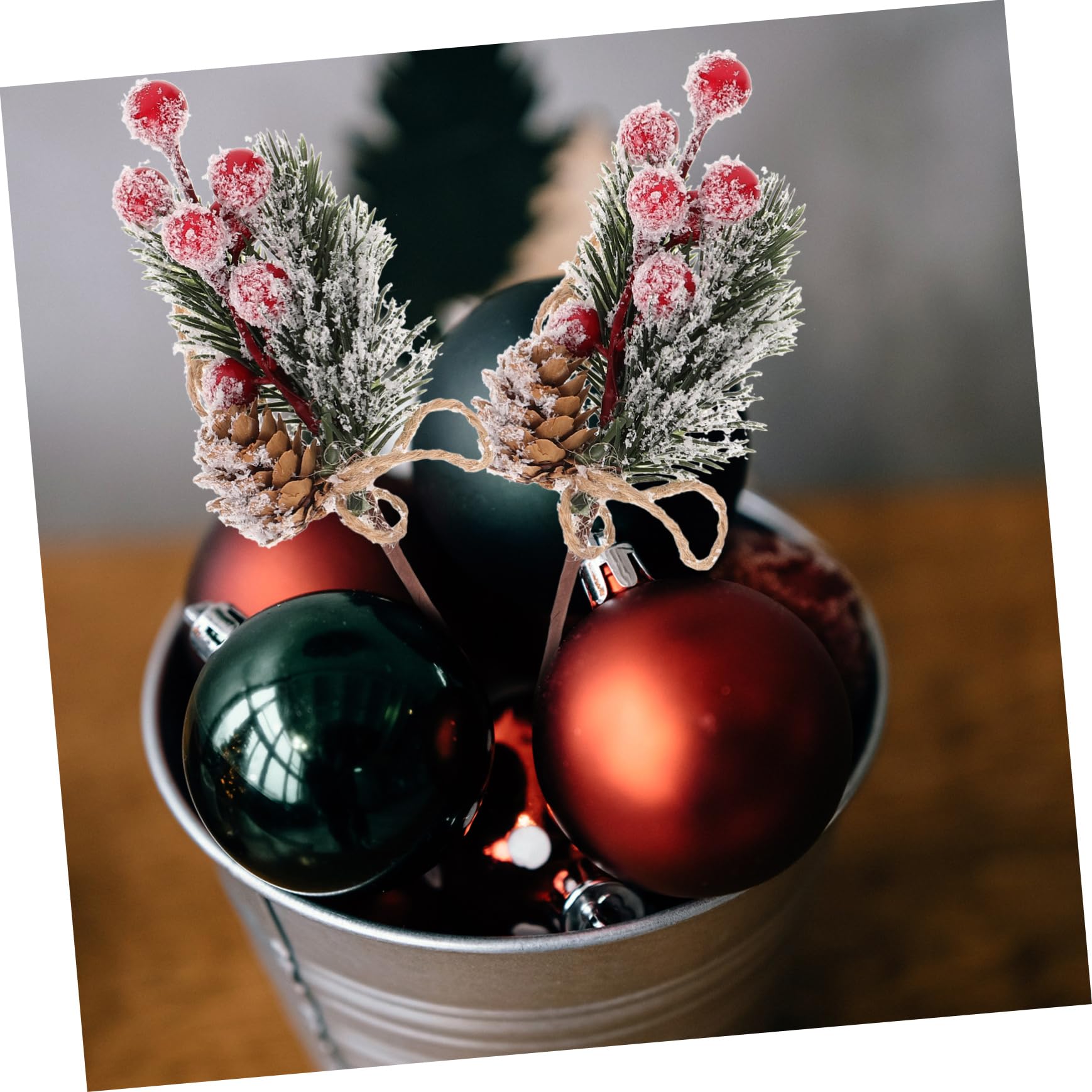 SUPVOX 10 Piezas Ramas de Bayas Artificiales Púas de Pino Bayas Rojas Adornos para Arreglos Florísticos Navideños Guirnaldas y Decoraciones Festivas Pinos Artificiales