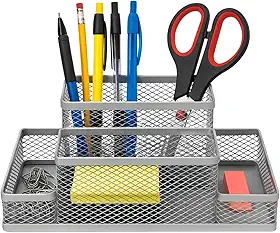 Porta Lapís Organizador Caneta Clips Lembrete Aramado Escritorio Treco Material Objeto (Cinza, 4)