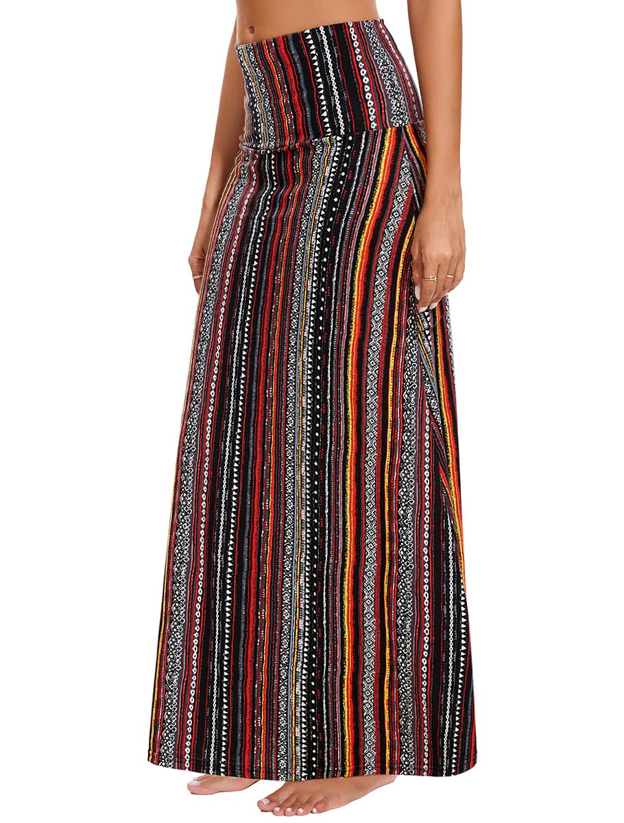 ZXIHZF Women’s Casual Soft Foldover High Waist Maxi Long Skirt Versatile Dress