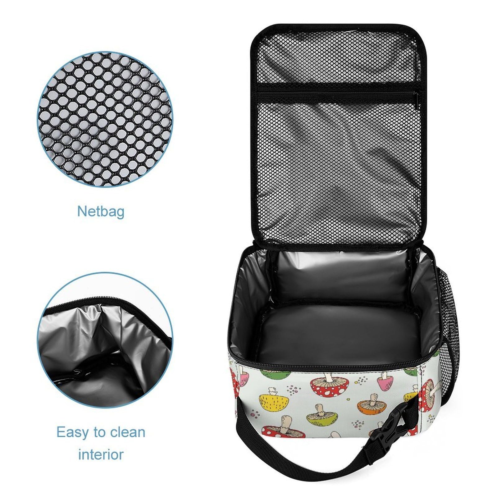 Ensemble sac à dos Mushroom Butt (2) avec sac à lunch et trousse de maquillage, boîte de rangement à bandoulière