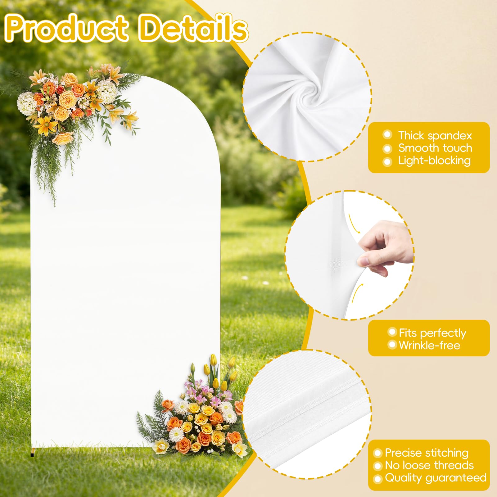 EMART Sfondo ad arco bianco, 1 x 2 m, copertura ad arco double face, adatto per matrimoni, compleanni, feste, studio fotografico, baby shower e decorazioni