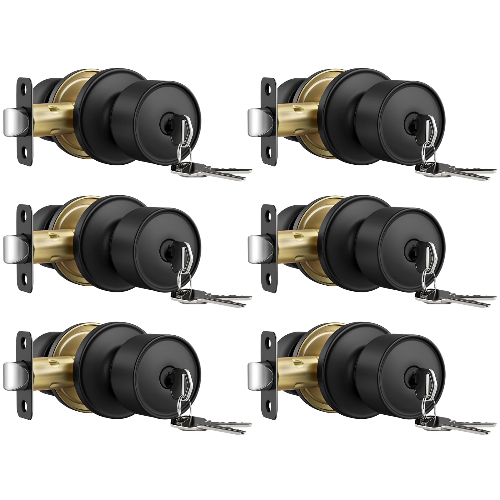 Goldenwarm Matte Black Privacy Door Knobs (10 Pack) -25