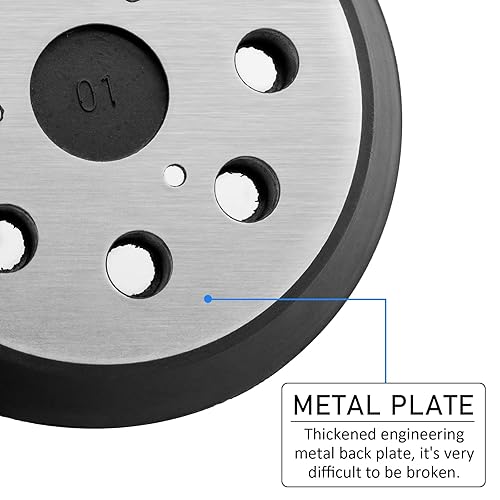Miniatura 3 de Almohadilla de lijadora de repuesto, paquete de 2 almohadillas de repuesto de lijado orbital de gancho y bucle de 5 pulgadas con 8 agujeros para