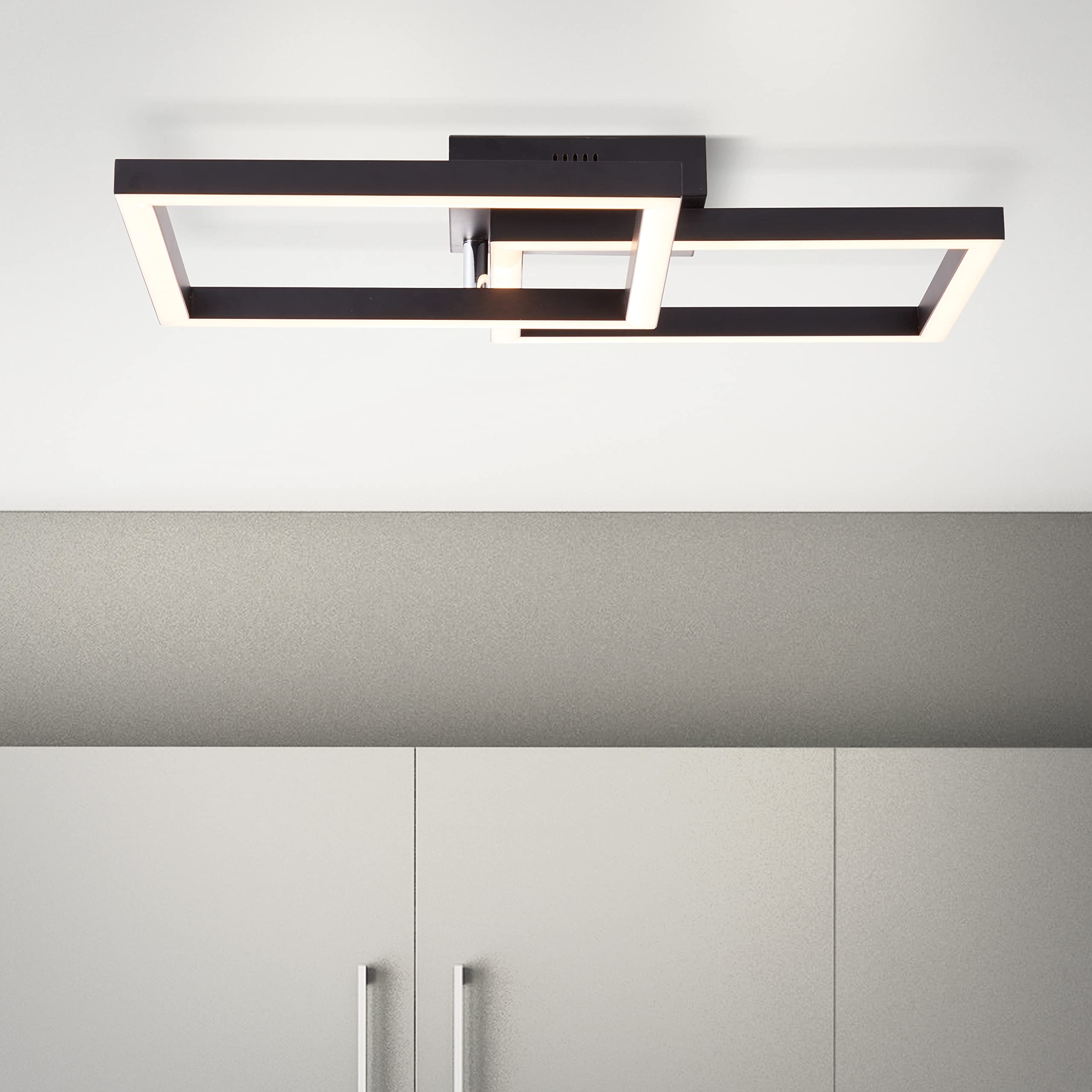 Plafonnier LED métal et plastique noir de 33 W max à lumière chaude