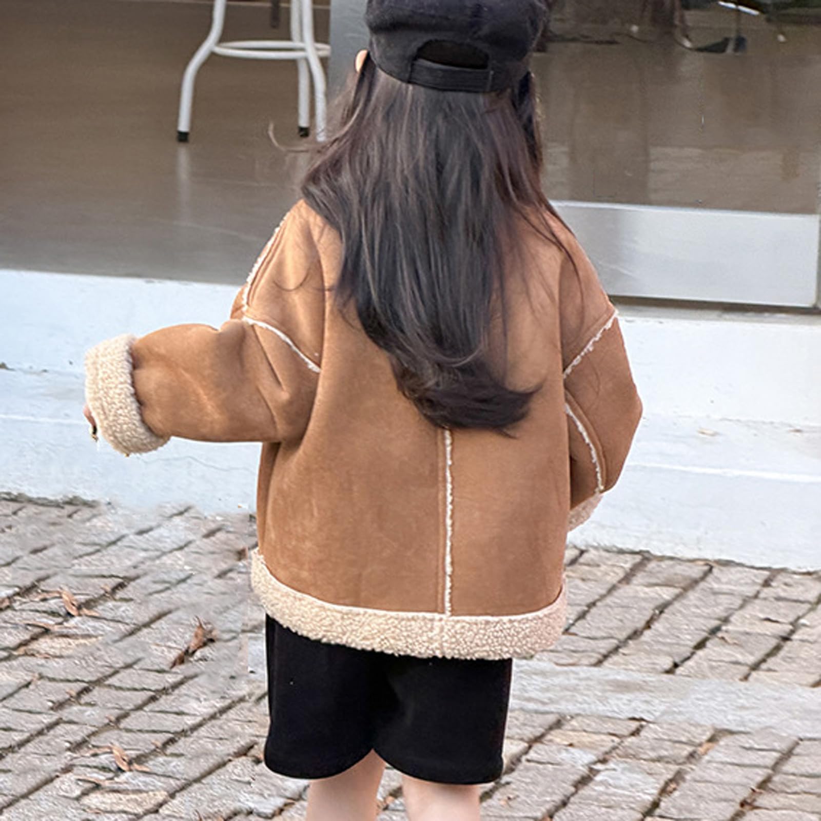 Giacche in finta pelle scamosciata per bambini, foderate in pile, cappotto caldo e soffice, cappotti in pelle di orsacchiotto, invernali, calde, comode, morbide, giacche scolastiche, abbigliamento
