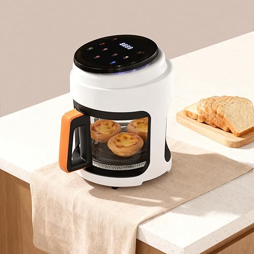 Miniatura 8 de Freidora de aire de 4.23 cuartos de galón con tazón de vidrio con pantalla táctil de 1000 W, tecnología de freír aire 3D para una cocción saludable,