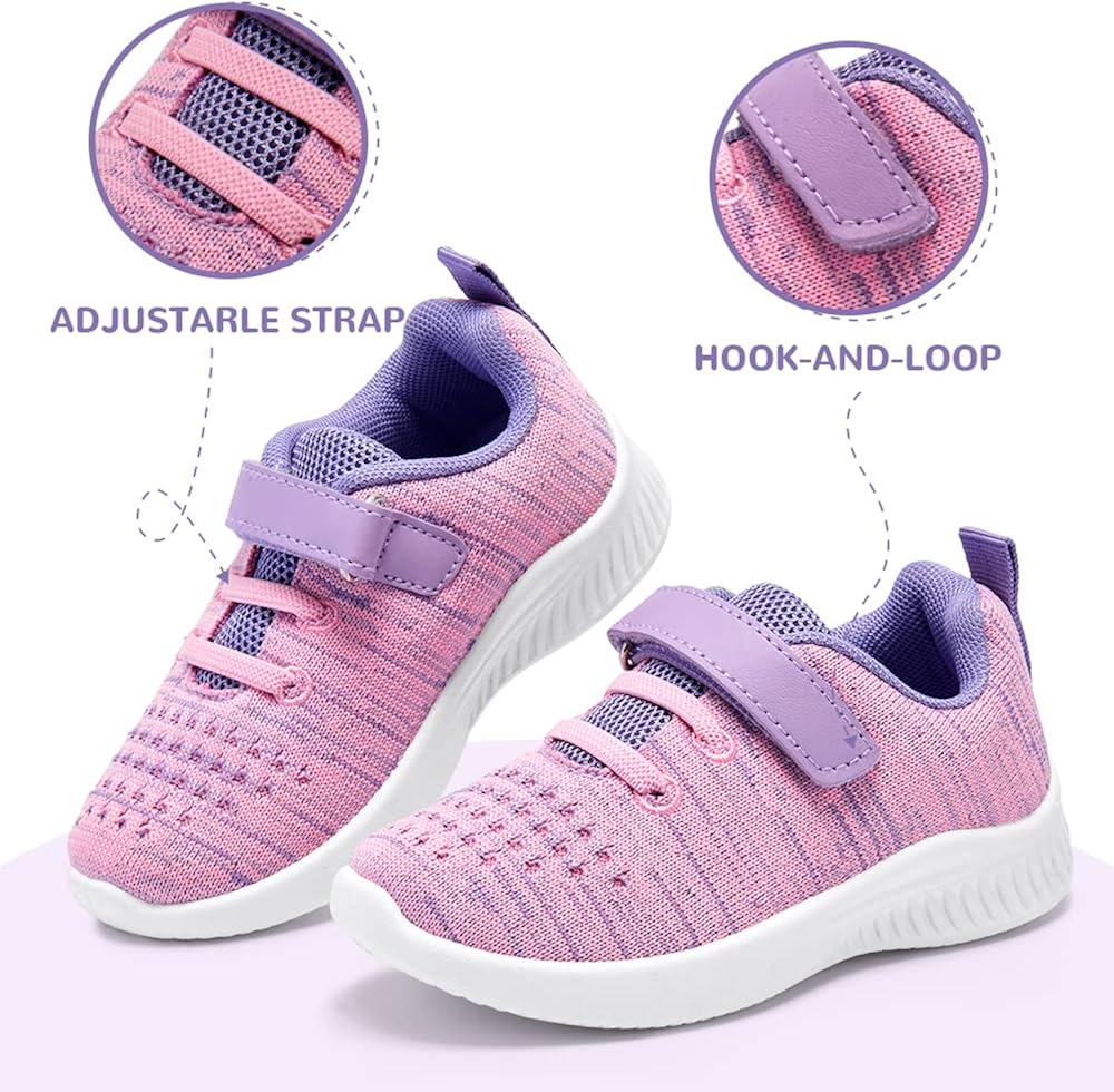 nerteo Toddler/Little Kid Boys Girls Shoes Running/Walking Sports Sneakers 3 Little Kid Purple/Pink