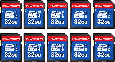 INDMEM - Tarjeta SD de 32 GB, paquete de 10 tarjetas de memoria flash UHS-I Clase 10 MLC, tarjetas digitales seguras de alta velocidad para cámaras, cámaras réflex digitales, cámaras de acción