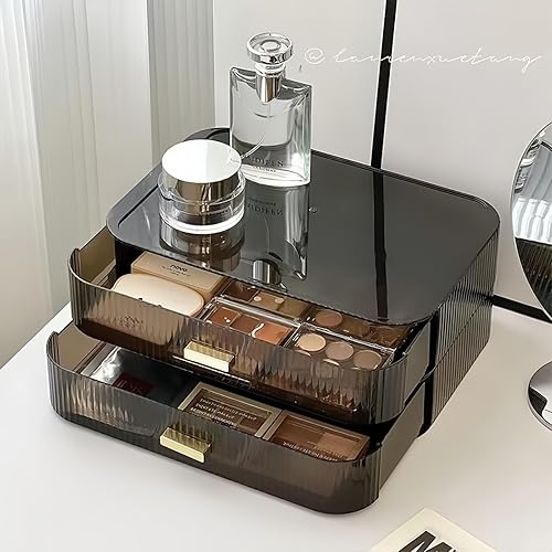 Miniatura 4 de Organizador de maquillaje transparente para tocador, organizador de escritorio grande con cajones apilables para cosméticos, cuidado de la piel,