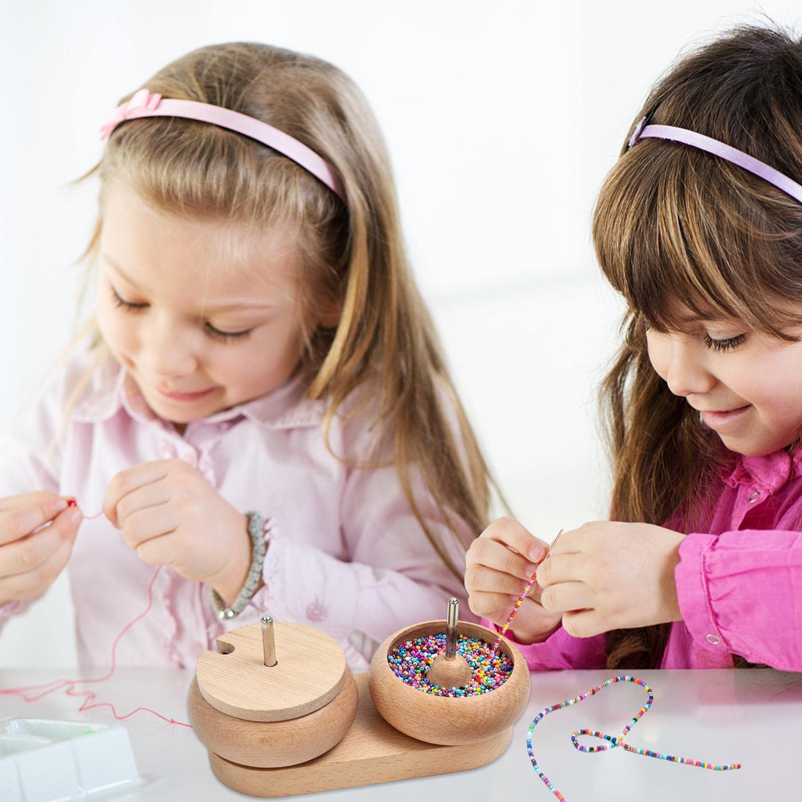 Bol Rotatif à Perles En Bois – Chargeur Manuel De Perles Pour La Fabrication De Bijoux, Fil De Perles En Bois Massif Avec Aiguilles Pour Enfiler Rapidement Des Bracelets Et Colliers, 10
