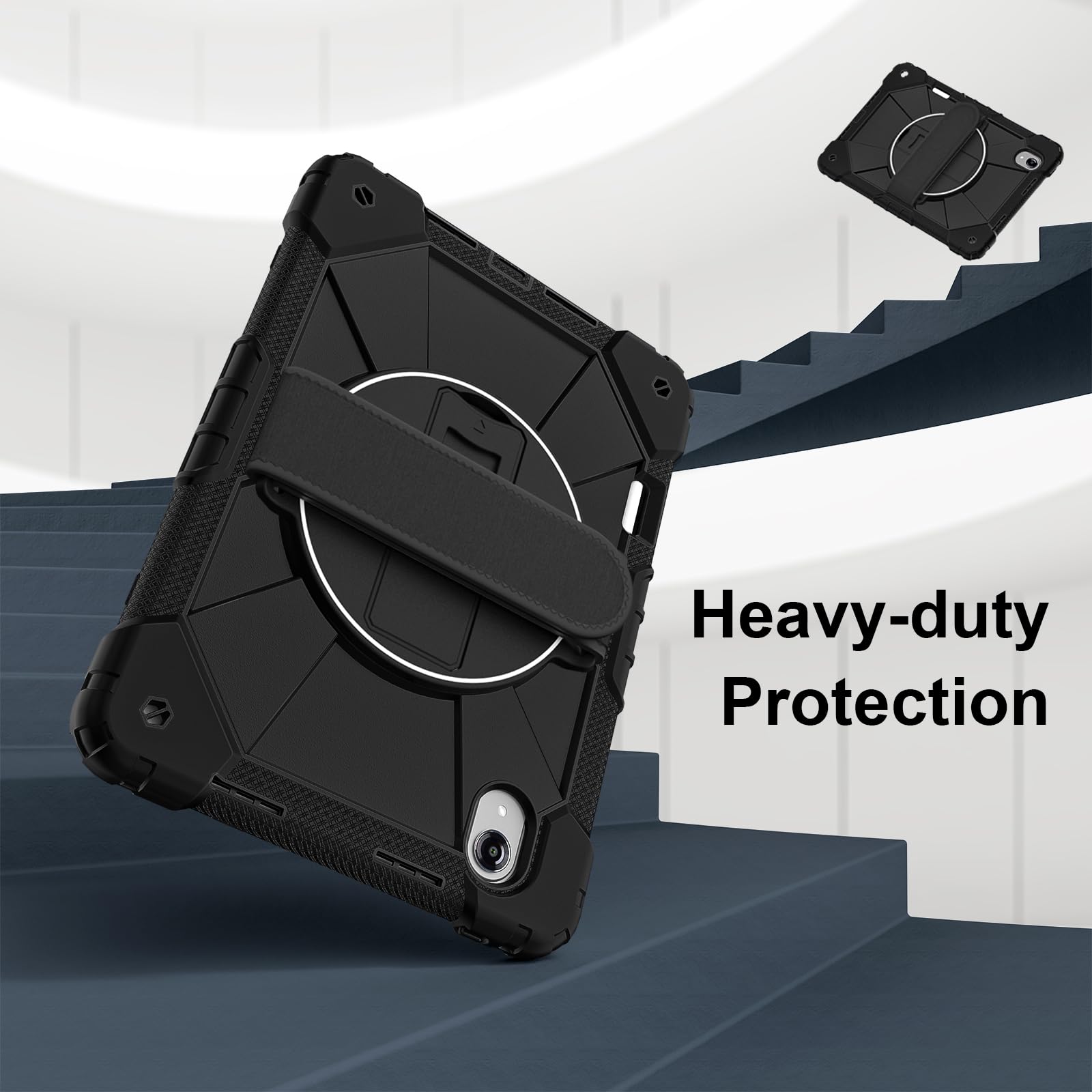 Custodia per Lenovo Xiaoxin Pad Pro GT 13 (2026) TB378FC da 13", antiurto, resistente, custodia protettiva con supporto girevole, portapenne, cinturino da polso e tracolla, guscio multifunzione (nero)