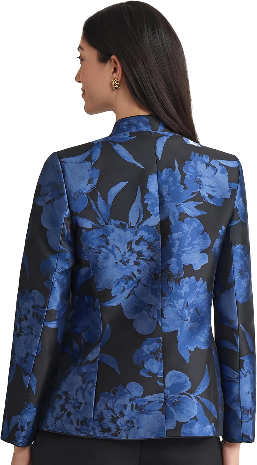 Kasper womens Floral Jacquard Collarless Jacket - Image 3