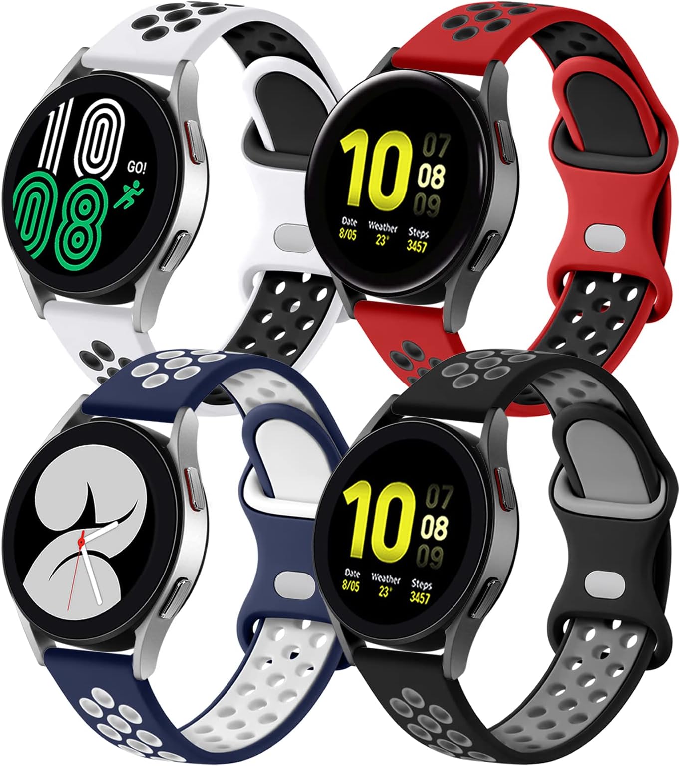 - Lerobo 4 Pack Bands Compatible with Galaxy Watch 7 6 5 4 Band 40mm 44mm/Galaxy Watch 6 4 Classic 43mm 47mm 46mm 42mm/Watch 5 pro 45mm,Active 2 Band, 20mm Watch Band Soft Silicone Sport Band Women Men