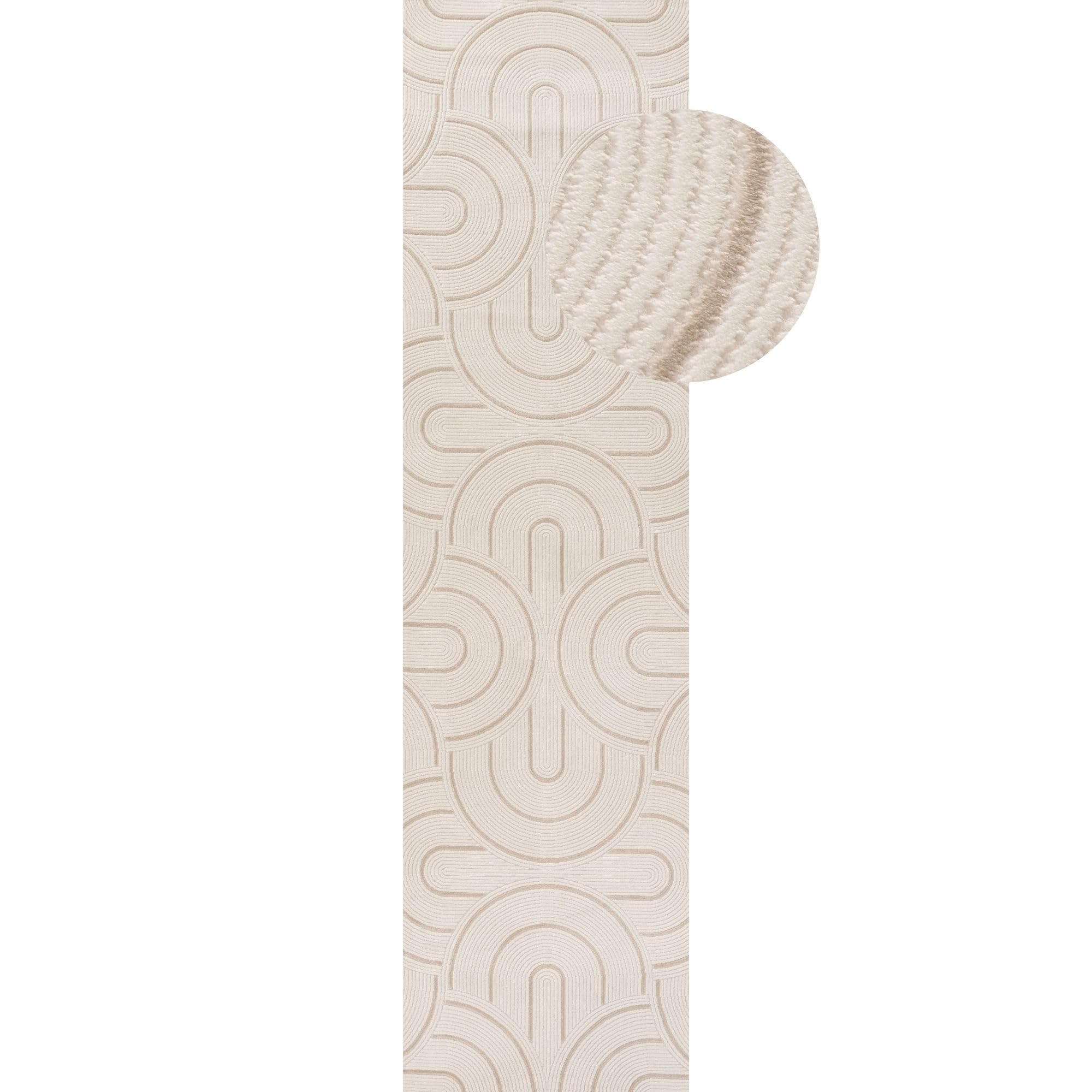 THE RUGS Carmel Modern Area Rug - Stain-Resistant, Non-Shedding, Durable Rugs for Bedroom and Hallway [ Wave Beige, 80x300 cm ]