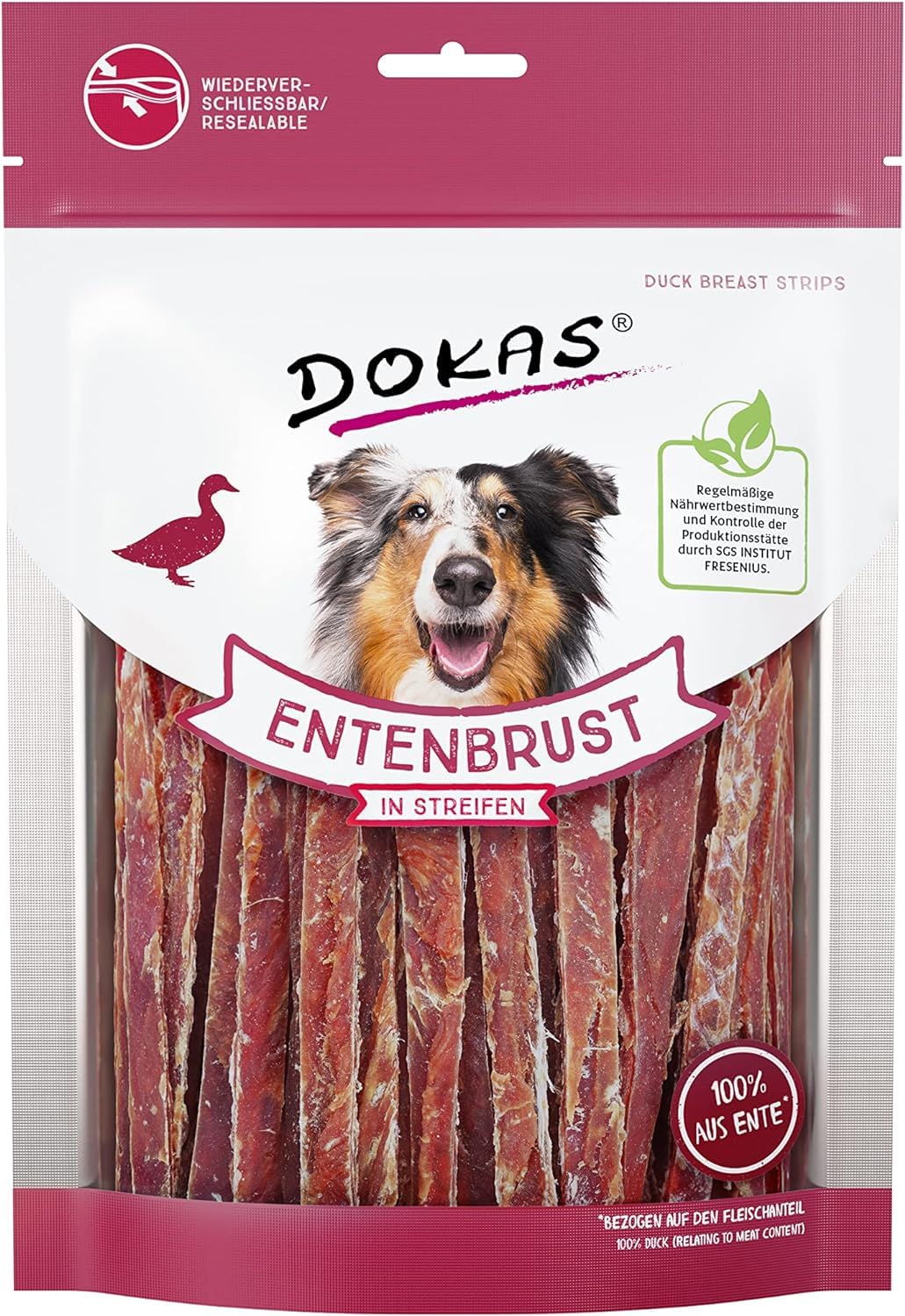 Dokas Snack Natural Tiras de pechuga de Pato para Perro 8 x 250 Gr