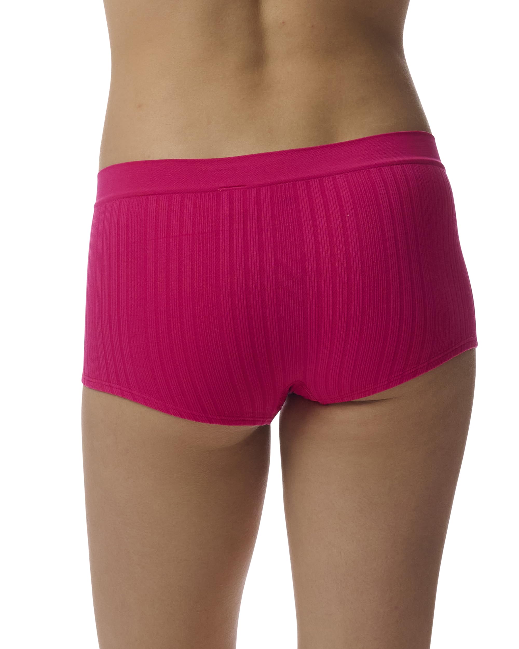 adidas Damskie krótkie majtki chłopięce (6 sztuk), Prawdziwy magenta prążkowany/czarny/brzoskwiniowy bat/świadomy różowy żebrowany/szary wrzosowy/fioletowy cień, XL