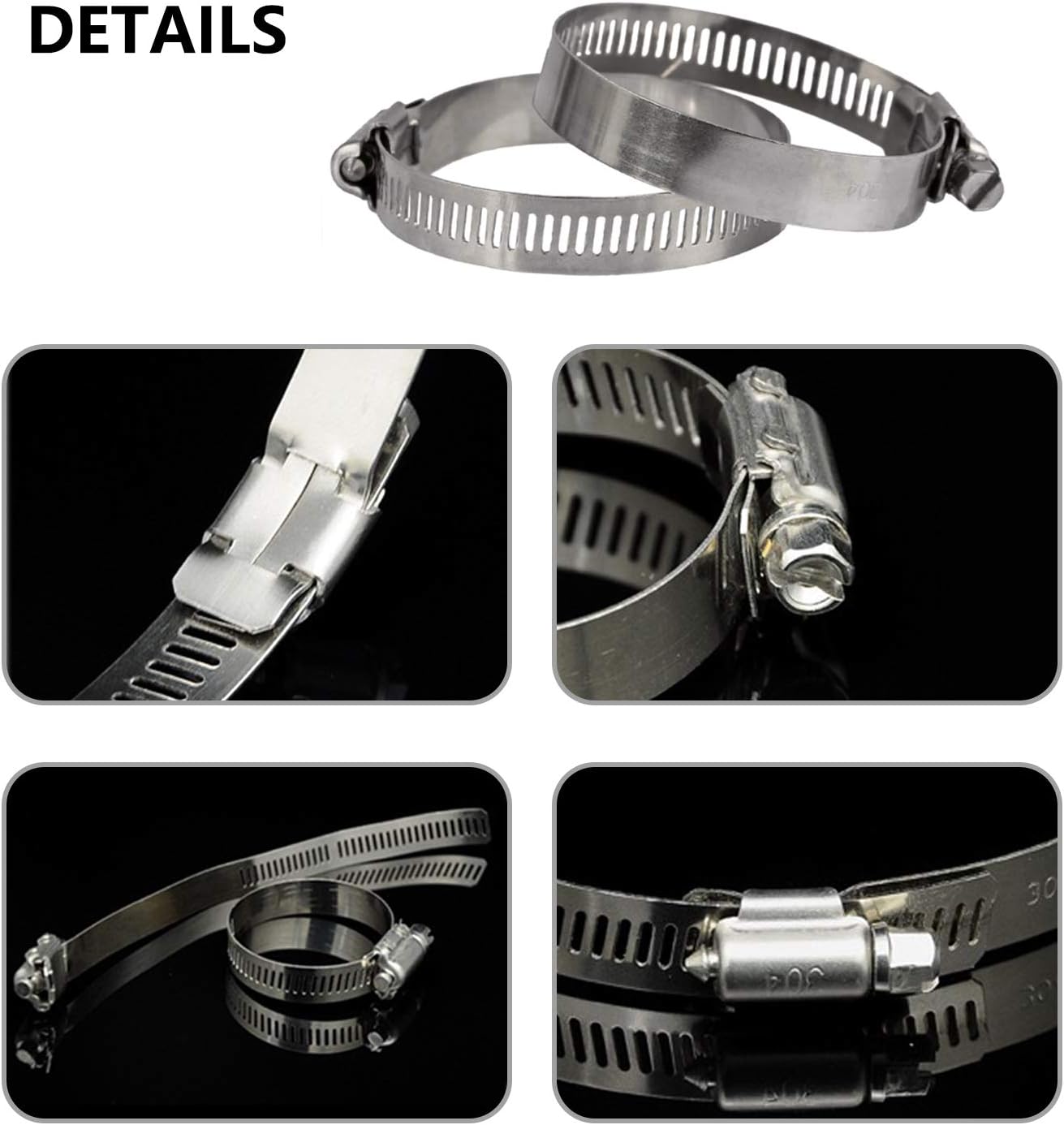ZIPCCI Hose Clamp, 25 Pack Stainless Steel Worm Gear fuel line hose clamps, 13-19mm (1/2-3/4 inch)
