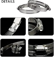 Vista 6 de Abrazadera de manguera, paquete de 25 abrazaderas de manguera de línea de combustible de engranaje helicoidal de acero inoxidable, 0.512-0.748 in