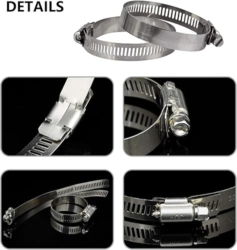 Miniatura 10 de Abrazadera de manguera, paquete de 12 abrazaderas de manguera de línea de combustible de engranaje sin fin de acero inoxidable, 0.827-1.496 in