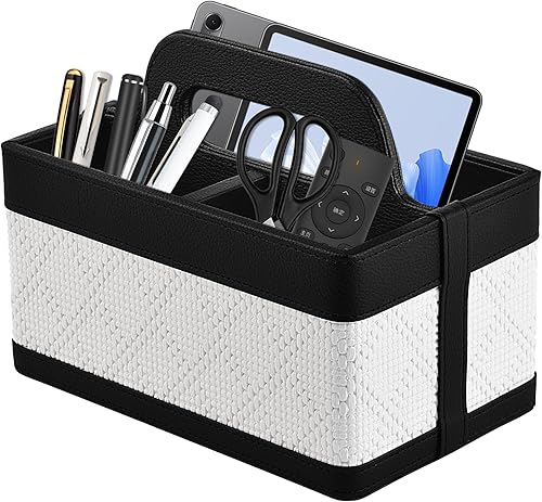 Organizador portátil con asa, bolsa de piel sintética para tocador, baño, oficina, manualidades o suministros escolares, accesorio organizador de