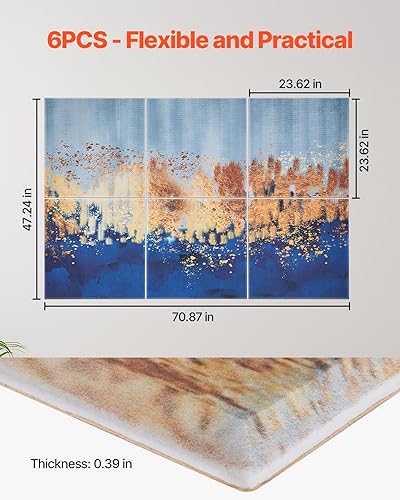 Miniatura 6 de VEVOR Paquete de 6 paneles acústicos artísticos, 70.87 x 47.24 x 0.4 pulgadas, azulejos de pared insonorizados, autoadhesivos, decorativos para