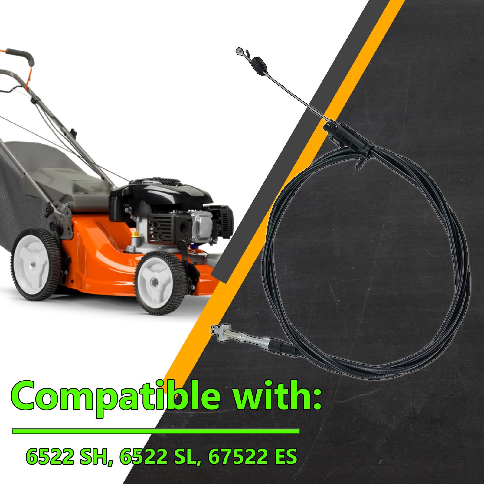 532197195 - Cable de control de accionamiento para cortacésped compatible con Husqvarna, cable del acelerador de cortacésped compatible con los modelos 6522 SH, 6522 SL, 67522 ES y 917.375350