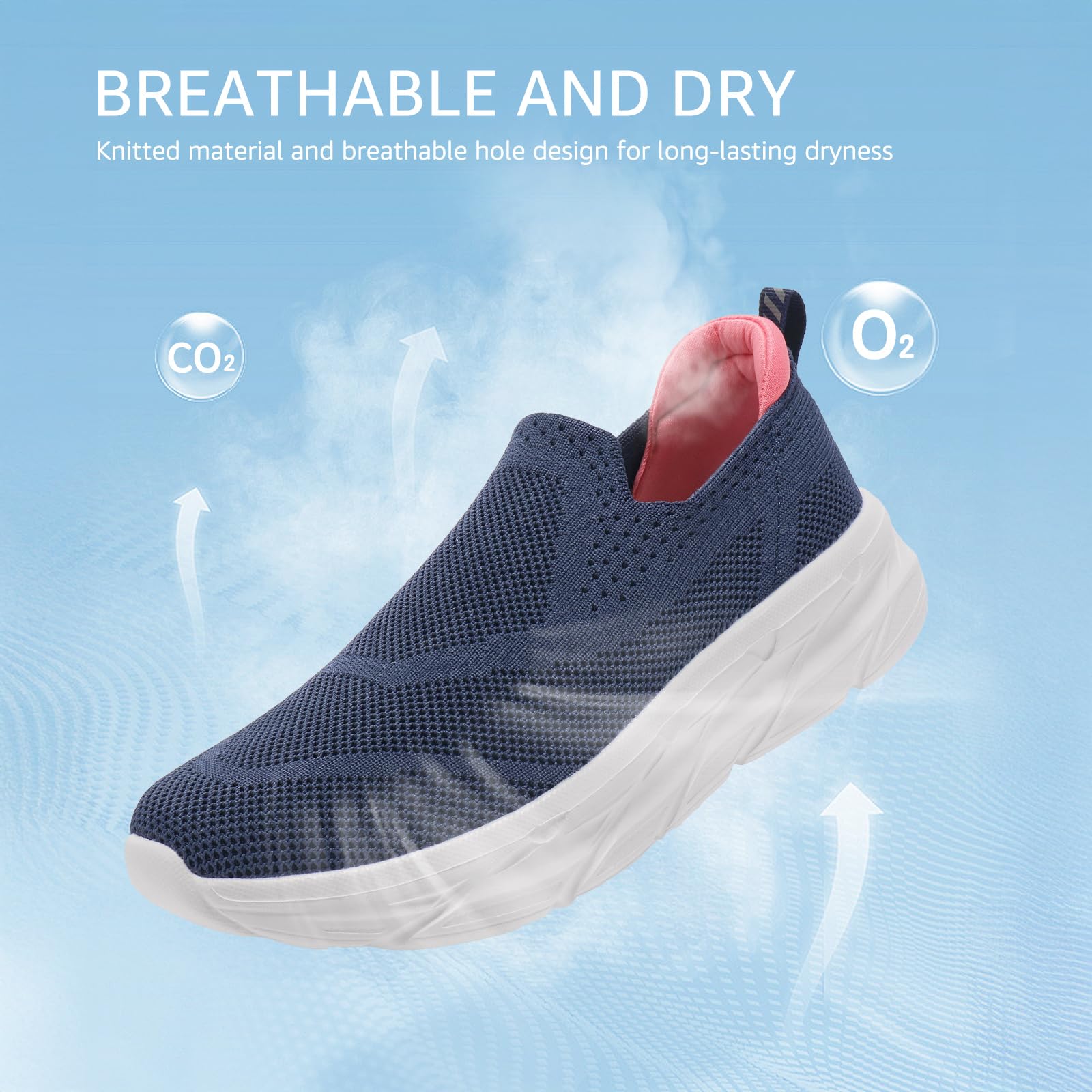 STQ Scarpe da ginnastica da donna senza lacci, con punta larga, comode, da tennis, in memory foam, ortopedico, supporto per arco plantare, per fascite plantare, palestra, fitness